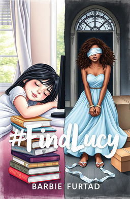 A professional drawing with fine trace featuring two girls on a book cover