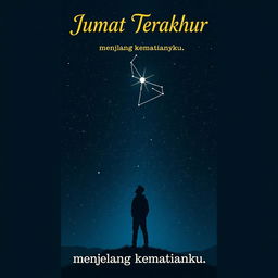 An A5 size book cover featuring an abstract silhouette of a young man standing and looking up at the dark night sky