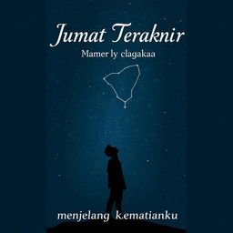 An A5 size book cover featuring an abstract silhouette of a young man standing and looking up at the dark night sky