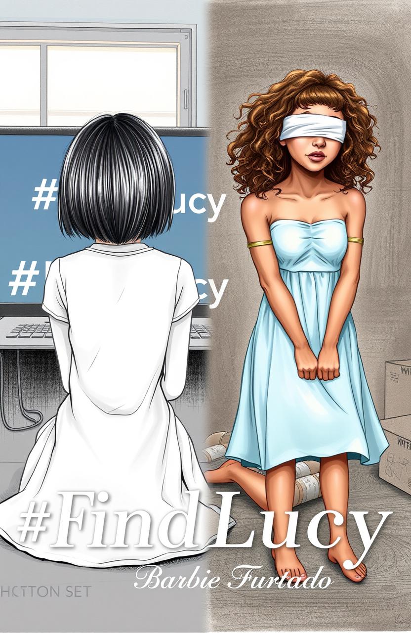 A professional drawing with fine trace style featuring two girls on a single cover