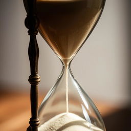 A close-up view of an hourglass with sand almost run out, symbolizing the remaining time in life
