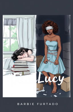 A professional sketch featuring two contrasting scenes on a single book cover