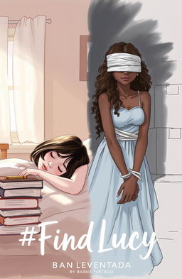 A professional sketch depicting a split cover design for a book titled '#FindLucy' by author Barbie Furtado