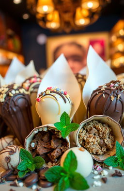 A delicious assortment of gourmet truffle cones displayed beautifully