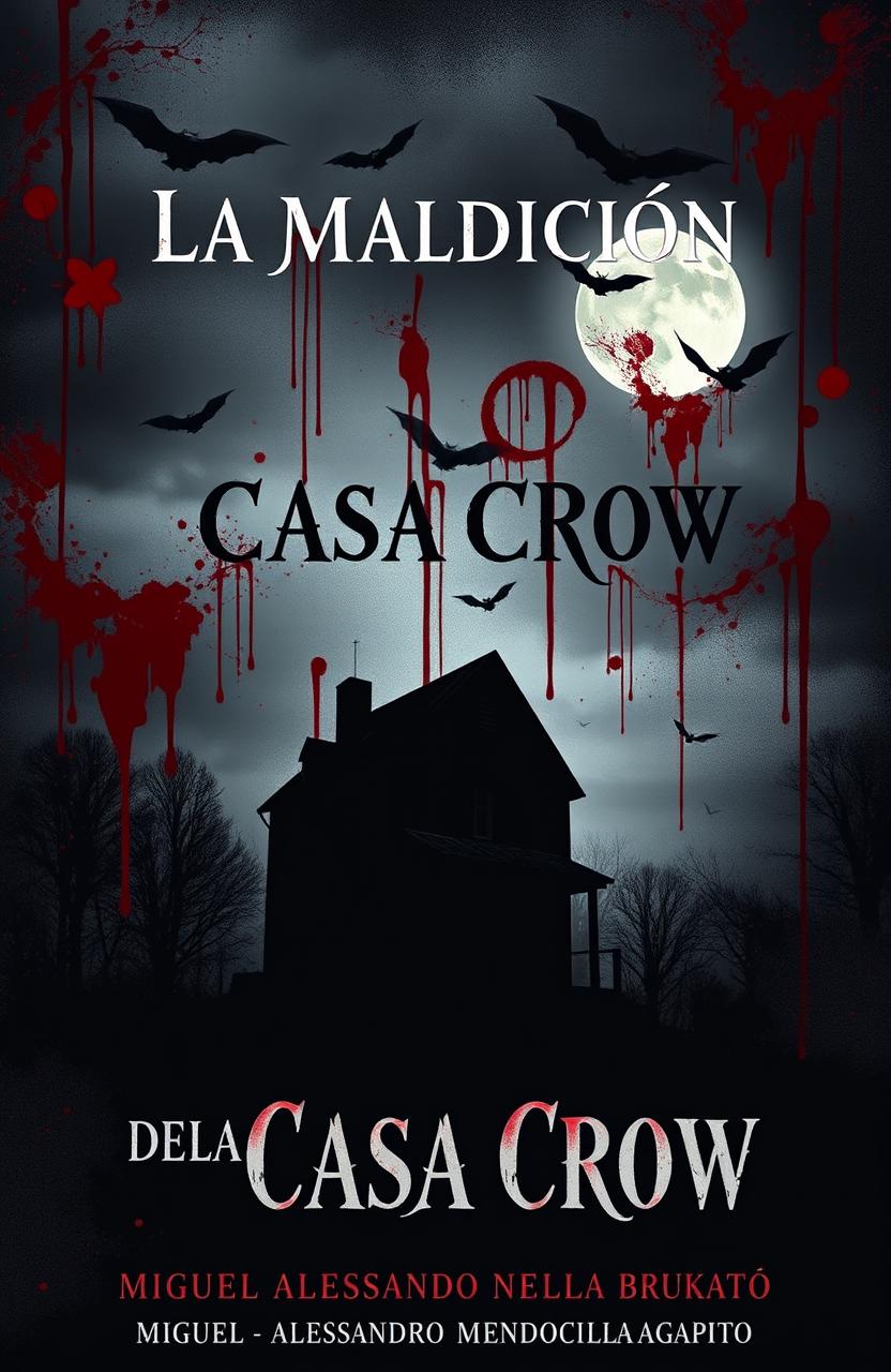 A chilling and atmospheric book cover for a horror novel titled 'La Maldición de la Casa Crow'