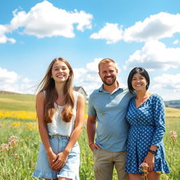 A pretty teenage girl standing in a picturesque prairie, radiating joy