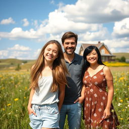 A pretty teenage girl standing in a picturesque prairie, radiating joy