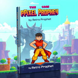 A vibrant and engaging book cover design for 'The Pixel Prophecy' by Retro Prophet