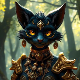 A striking tabaxi character with jet black fur, showcasing an elegant and fierce look