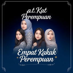 An artistic poster titled 'Empat Kakak Perempuan' featuring four beautiful girls with fair skin, straight hair, and almond-shaped eyes