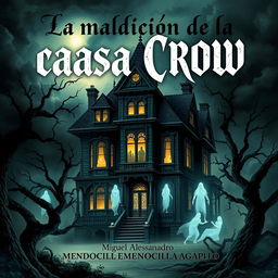 A captivating book cover for 'La maldición de la casa Crow' by Miguel Alessandro Mendocilla Agapito