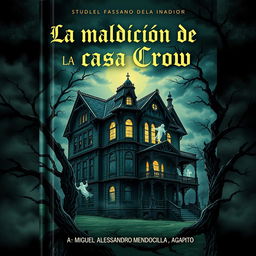 A captivating book cover for 'La maldición de la casa Crow' by Miguel Alessandro Mendocilla Agapito