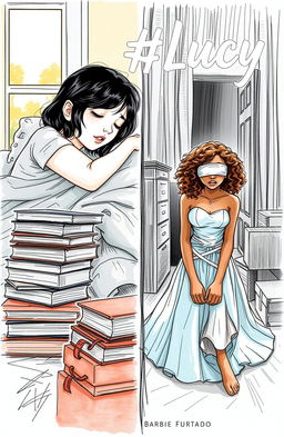 A professional sketch cover illustration showing two contrasting scenes