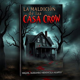 A realistic book cover for a horror novel titled 'La Maldición de la Casa Crow'