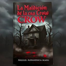 A realistic book cover for a horror novel titled 'La Maldición de la Casa Crow'