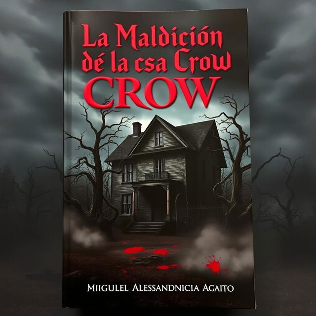 A realistic book cover for a horror novel titled 'La Maldición de la Casa Crow'