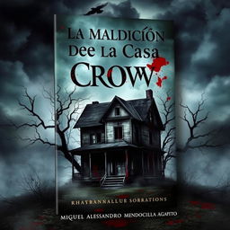 A realistic book cover for a horror novel titled 'La Maldición de la Casa Crow'