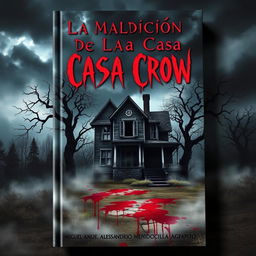 A realistic book cover for a horror novel titled 'La Maldición de la Casa Crow'