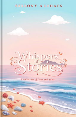 A whimsical book cover titled 'Whispers of Stories: A Collection of Lives and Tales'
