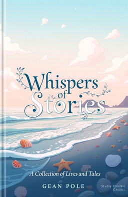 A whimsical book cover titled 'Whispers of Stories: A Collection of Lives and Tales'