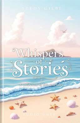 A whimsical book cover titled 'Whispers of Stories: A Collection of Lives and Tales'