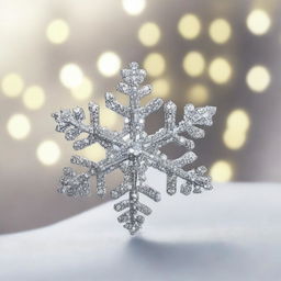 A delicate snowflake meticulously crafted from shimmering diamonds, glowing against a soft, clashing background.