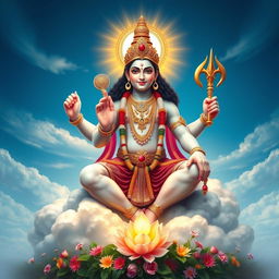 A majestic and divine depiction of Vishnu, the Hindu god known for preserving the universe