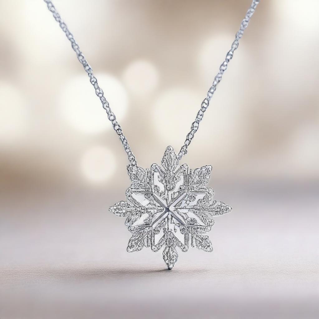 A delicate snowflake meticulously crafted from shimmering diamonds, glowing against a soft, clashing background.