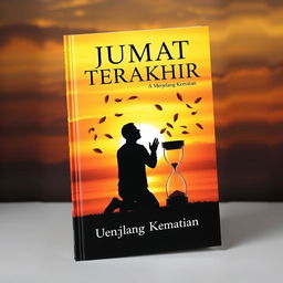 An A5 book cover with the title 'JUMAT TERAKHIR' positioned prominently at the top in bold, elegant typography, subtitle 'Menjelang Kematian' placed right below in a slightly smaller, but equally elegant font