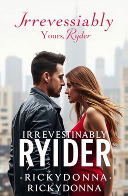 A captivating book cover featuring a man and a woman standing face to face, with intense eye contact that conveys a mix of love and hate