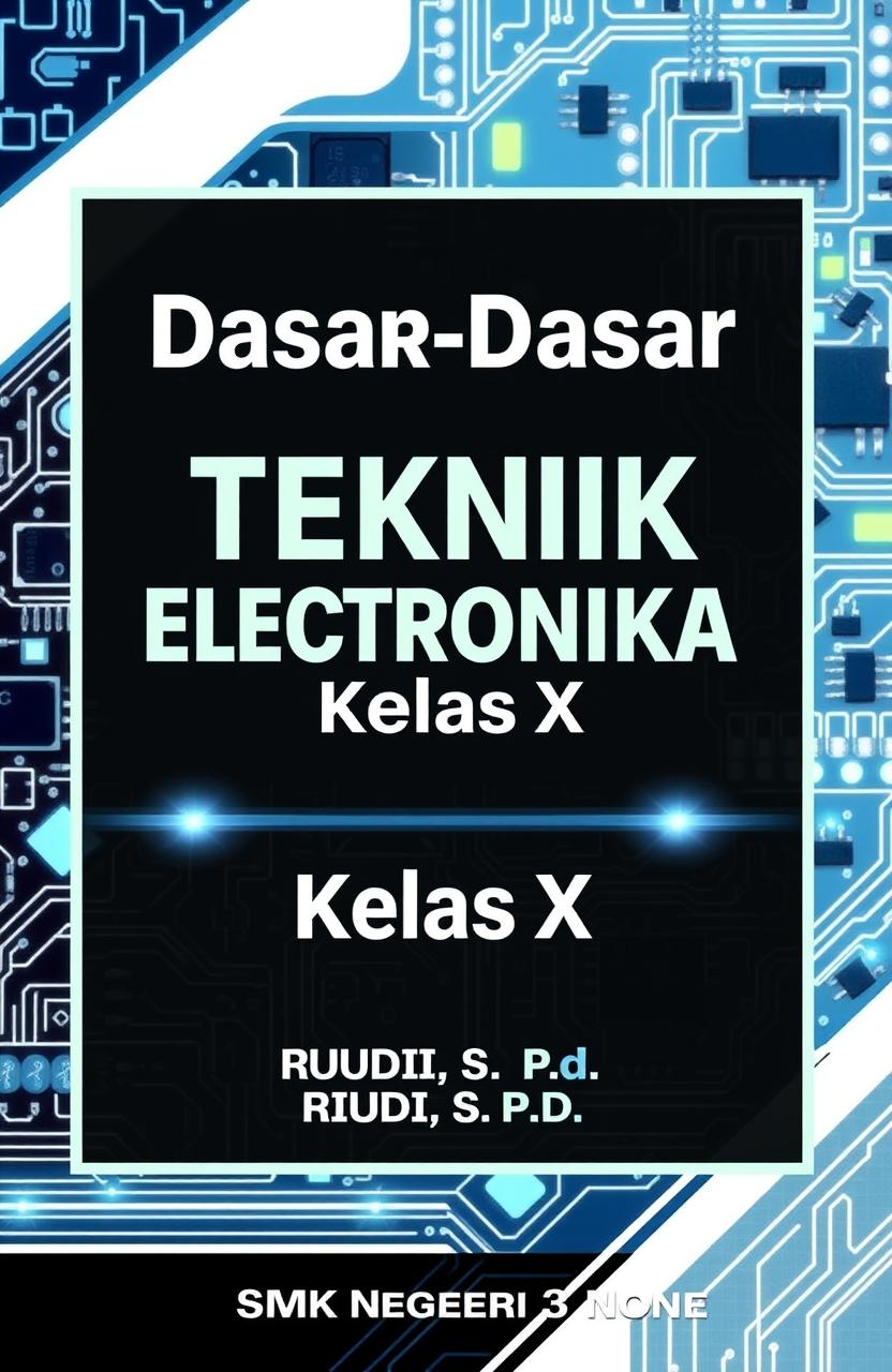 A detailed educational module cover for a book titled 'Dasar-Dasar Teknik Elektronika Kelas X'