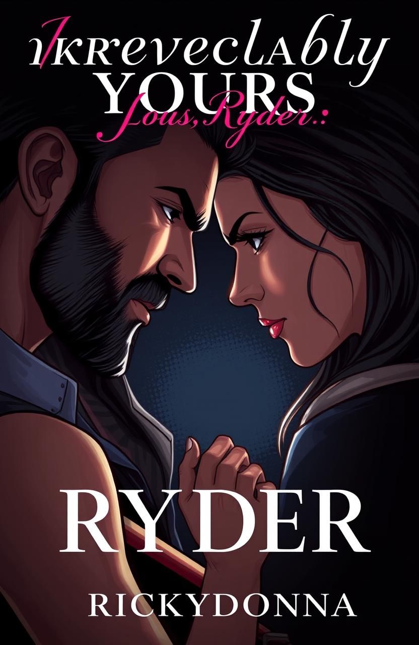 A cover illustration featuring a man and a woman gazing intensely at each other with a love-hate challenging glare, capturing the tension and passion between them