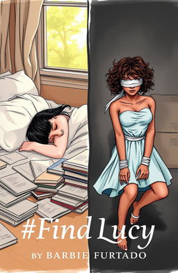 A professional sketch style image depicting a book cover that contrasts a serene and a tense scene