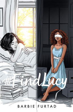 A professional sketch style illustration depicting a book cover divided into two distinct scenes that blend seamlessly