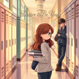 A beautifully illustrated book cover depicting a cozy school hallway with blurred backgrounds, featuring muted pastel lockers and warm afternoon light streaming through high windows