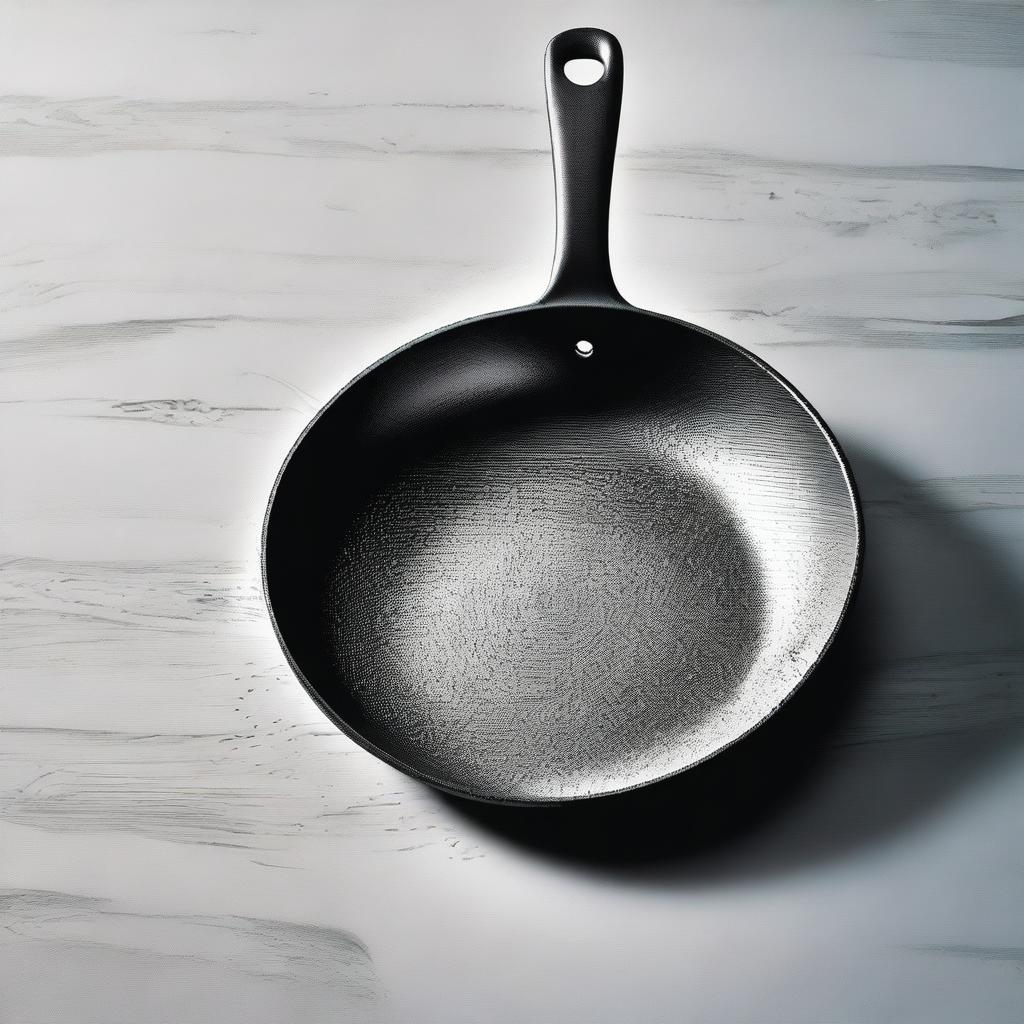 A dazzling frying pan entirely made from sparkling diamonds, starkly contrasted against a simple kitchen backdrop.