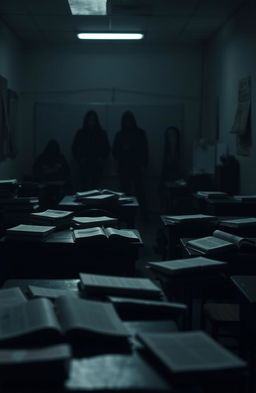 A somber and introspective scene depicting the struggles of high school students facing academic stress and emotional turmoil