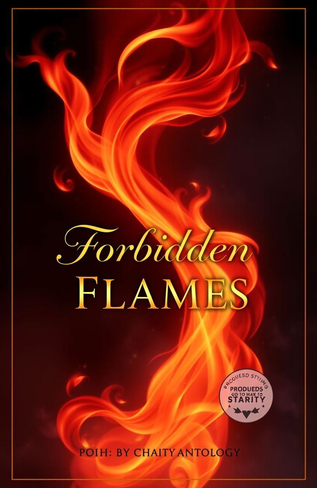 A beautifully designed cover for a charity anthology titled 'Forbidden Flames'