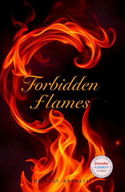 A beautifully designed cover for a charity anthology titled 'Forbidden Flames'