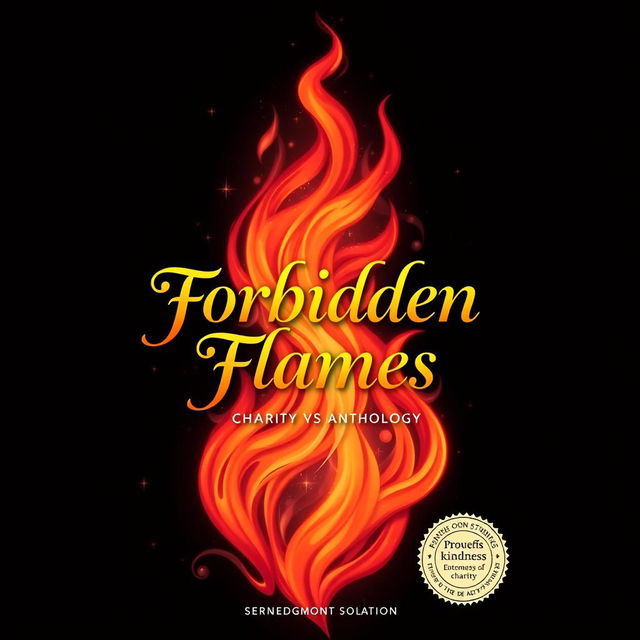 A beautifully designed cover for a charity anthology titled 'Forbidden Flames'