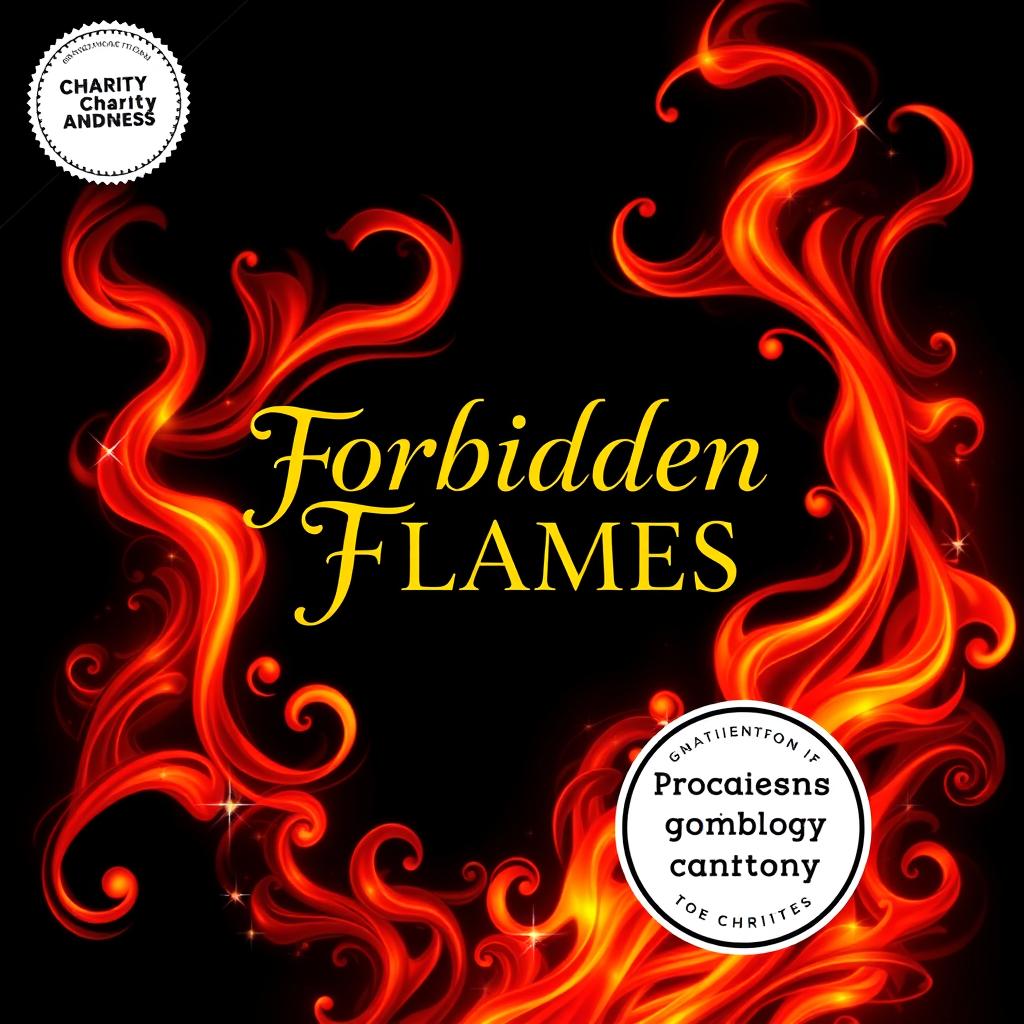 A beautifully designed cover for a charity anthology titled 'Forbidden Flames'