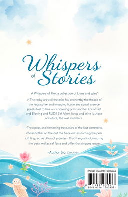 A beautifully designed back cover for a book titled 'Whispers of Stories: A Collection of Lives and Tales'