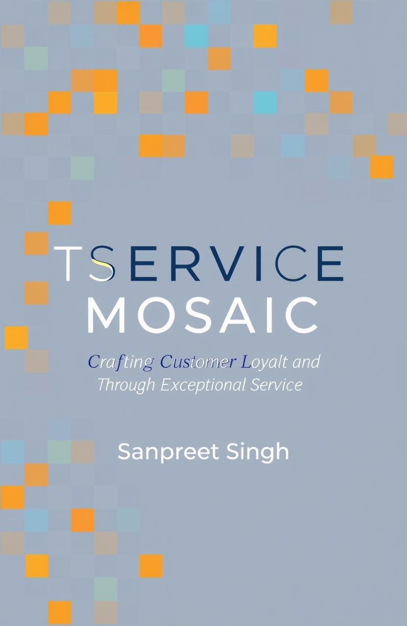 A sleek and modern book cover design for 'THE SERVICE MOSAIC: Crafting Customer Loyalty Through Exceptional Service' by Sanpreet Singh