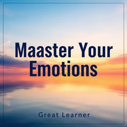 A book cover for 'Master Your Emotions' by Great Learner, featuring a serene landscape with a tranquil sunset, symbolizing emotional balance and self-awareness