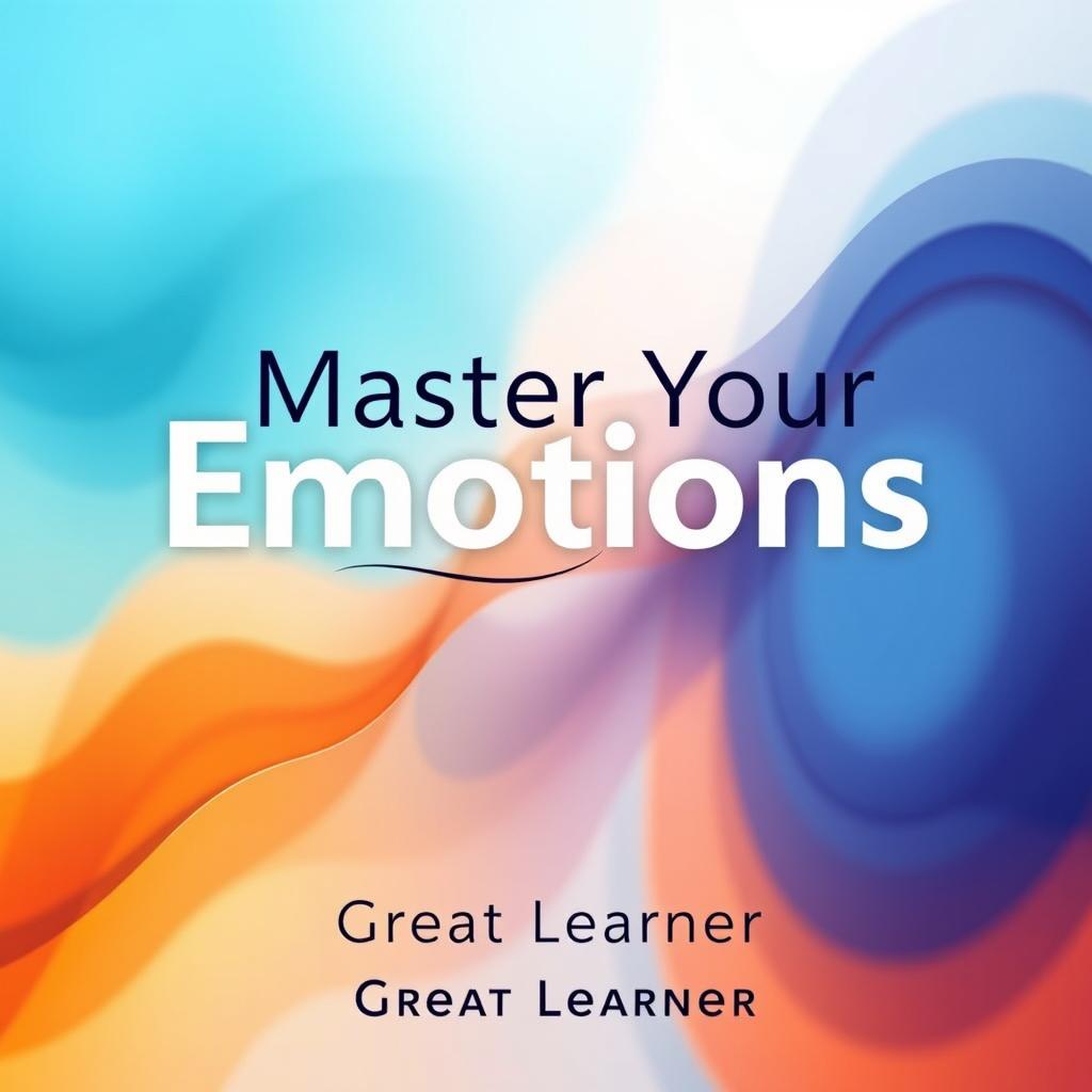 A book cover for 'Master Your Emotions' by Great Learner, featuring a captivating abstract design that embodies emotional depth and intelligence