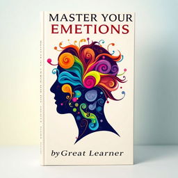 A book cover for 'Master Your Emotions' by Great Learner, showcasing a striking visual of a human silhouette filled with colorful, swirling patterns representing various emotions like joy, sadness, anger, and tranquility