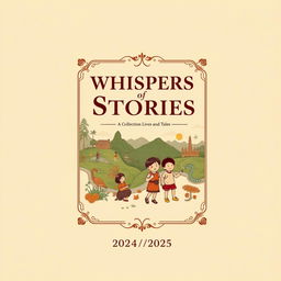 A vintage-themed book cover design for "Whispers of Stories: A Collection of Lives and Tales"