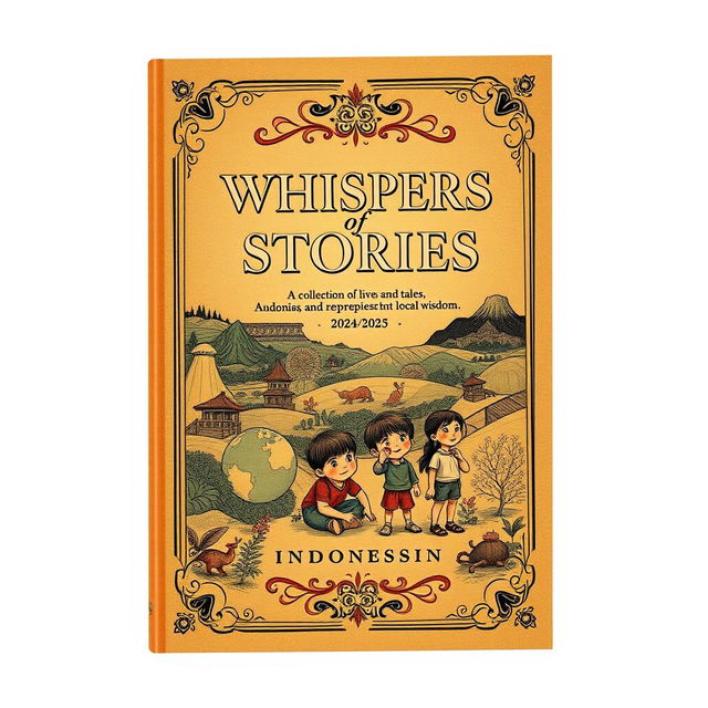 A vintage-themed book cover design for "Whispers of Stories: A Collection of Lives and Tales"