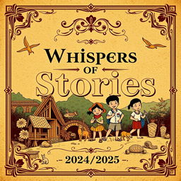 A vintage-themed book cover design for "Whispers of Stories: A Collection of Lives and Tales"