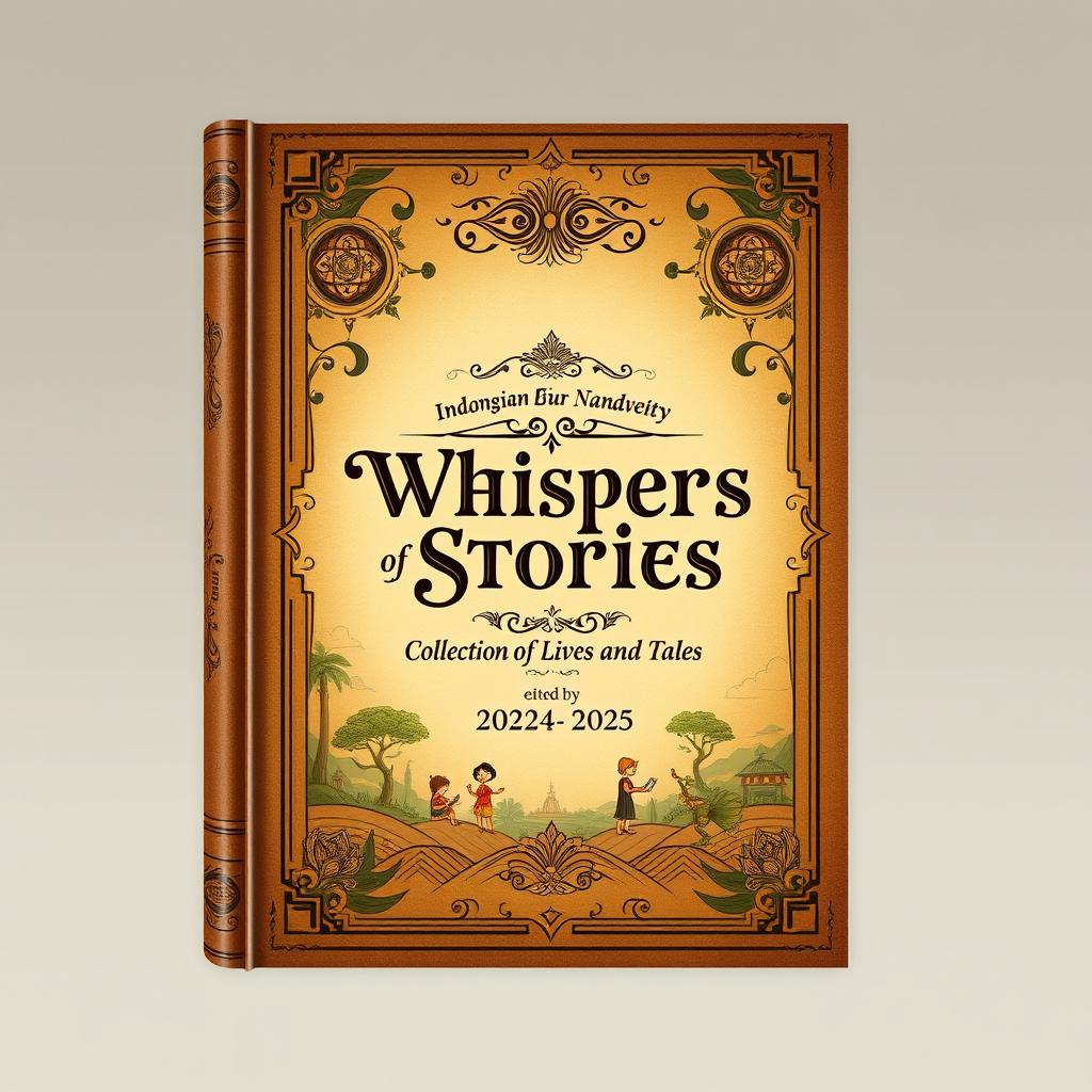 A vintage-themed book cover design for "Whispers of Stories: A Collection of Lives and Tales"